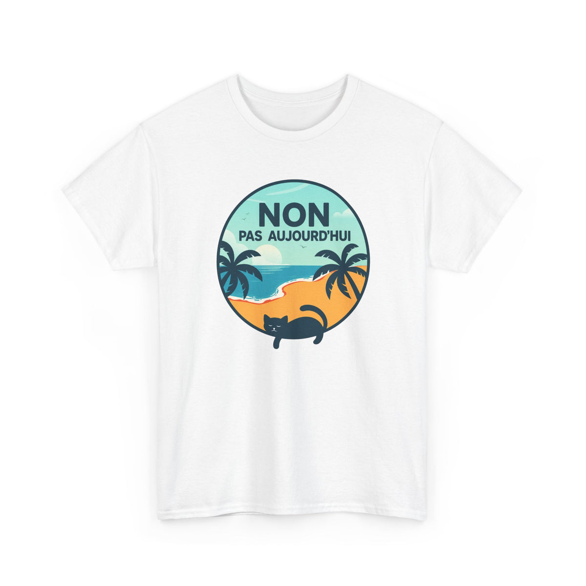 Tee Shirt Chat Homme Femme – Humour Vacances Plage et Farniente – Idée Cadeau Amoureux des Chats Passion Félin