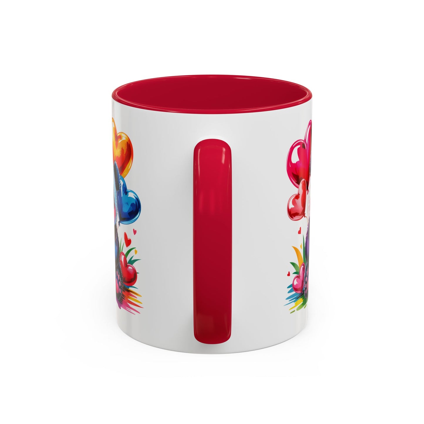 Mug Panda Kawaii avec Ballons Cœur Colorés – Tasse Mignonne Cadeau Original Amoureux des Animaux – Céramique 325ml