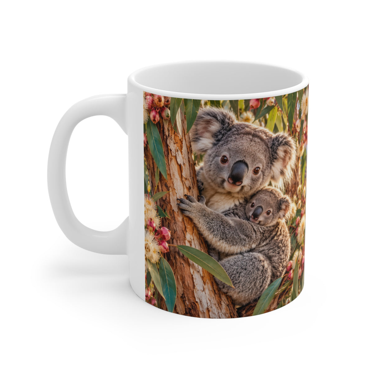 Mug Famille de Koalas dans les Eucalyptus – Tasse Animaux d’Australie avec Paysage Nature – Cadeau Original Amoureux des Koalas
