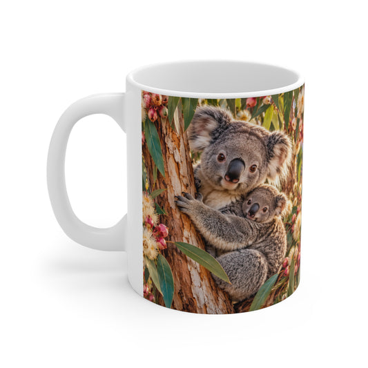 Mug Famille de Koalas dans les Eucalyptus – Tasse Animaux d’Australie avec Paysage Nature – Cadeau Original Amoureux des Koalas
