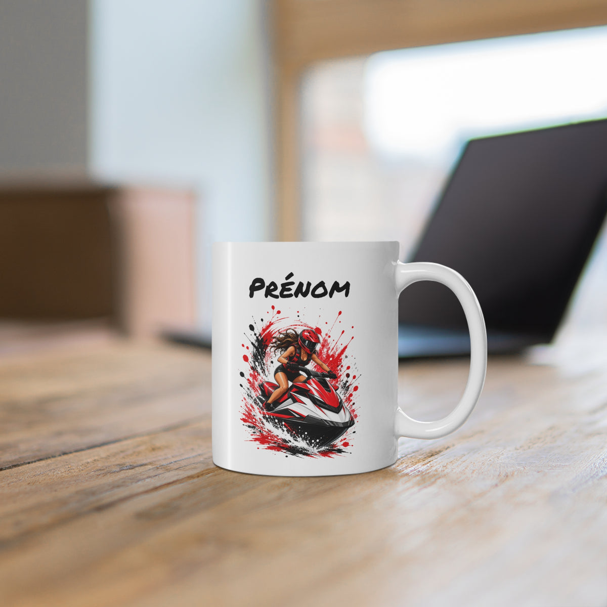 Mug Jet Ski Personnalisable avec Prénom – Femme – Tasse Passion Sport Nautique – Cadeau Original Personnalisé