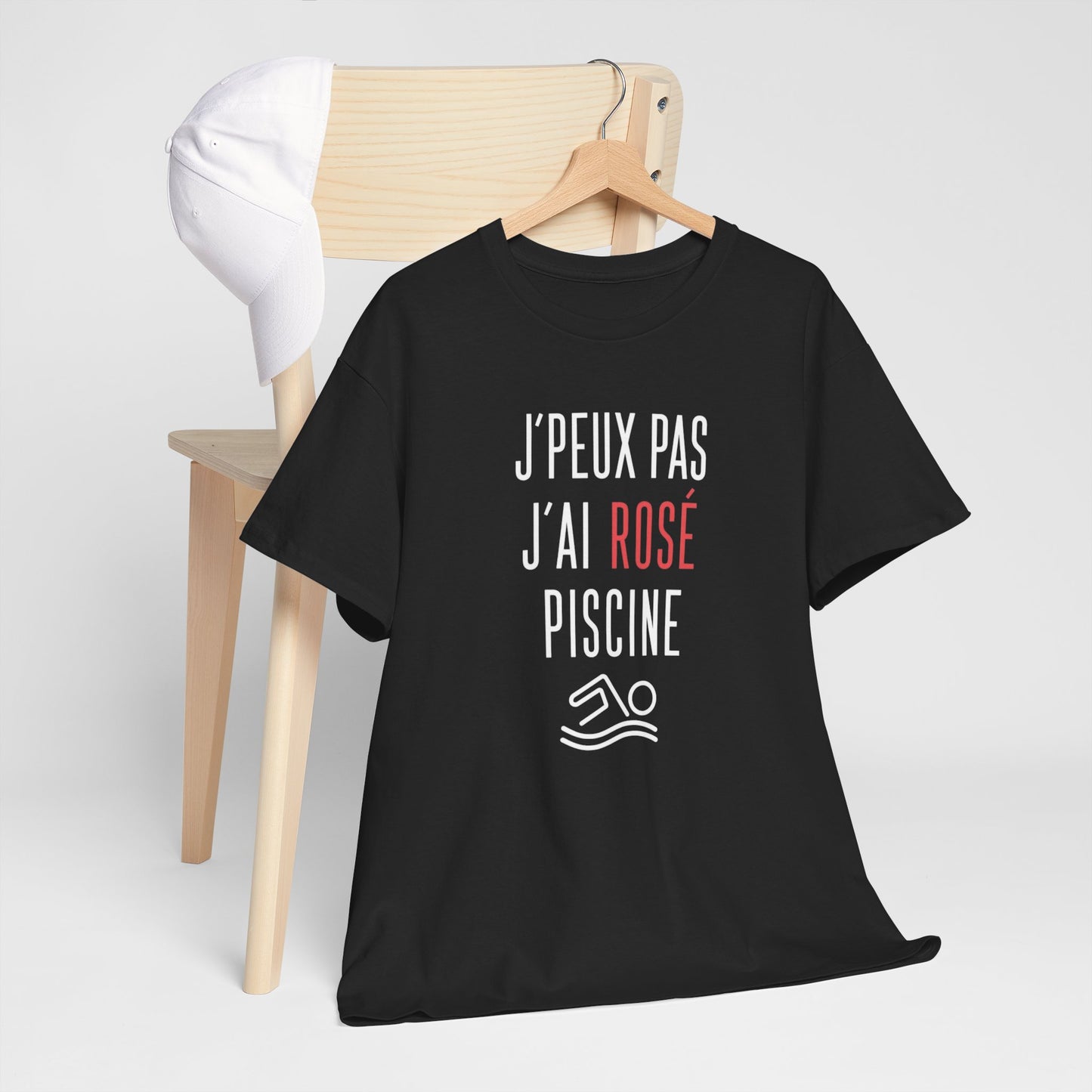 T-Shirt Apéro Piscine Humour – J’Peux Pas J’Ai Rosé Piscine – Tee Shirt Été Vacances Soleil – Cadeau Homme Femme