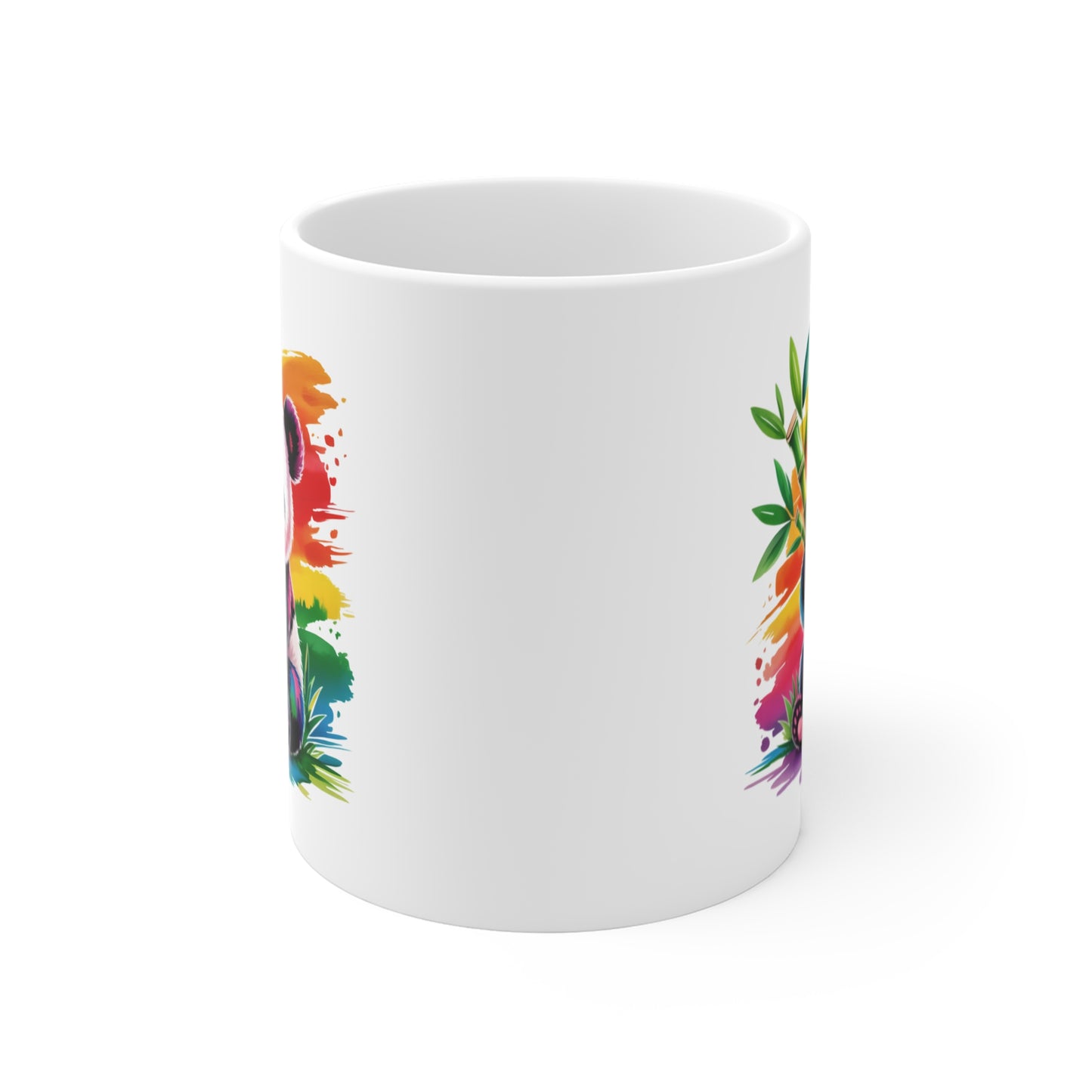 Tasse Panda Coloré – Mug Panda Arc-en-ciel avec Bambou – Design Mignon et Artistique – Cadeau Animal Fun 325ml