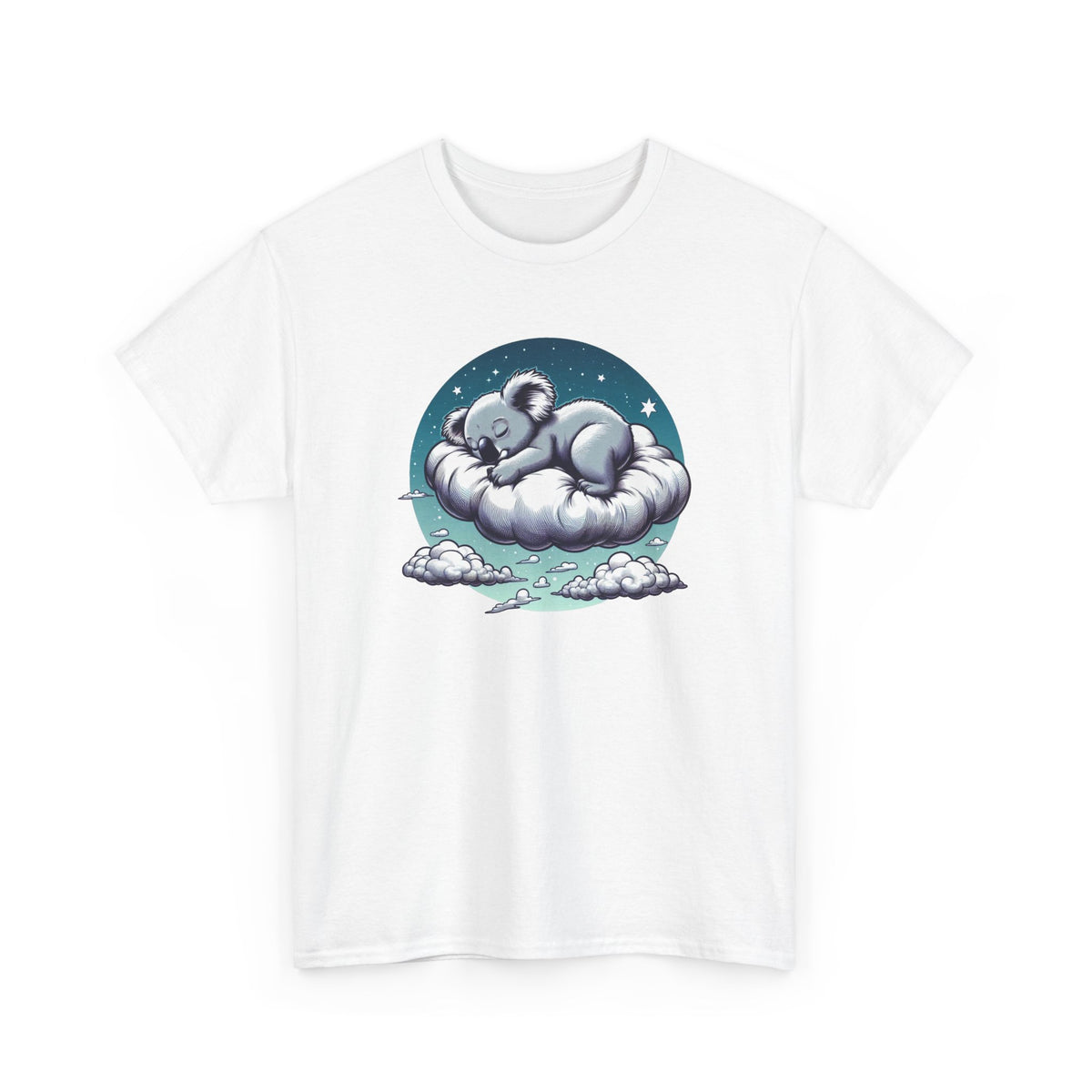 Tee Shirt Koala Endormi Homme Femme – T-Shirt Koala sur Nuage – Animal Mignon Sommeil Rêve Étoiles – Idée Cadeau