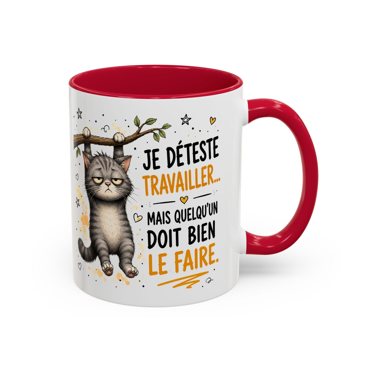 Tasse Chat Drôle Homme Femme – Mug Je déteste travailler mais quelqu'un doit bien le faire – Cadeau Humour Bureau 325 ml