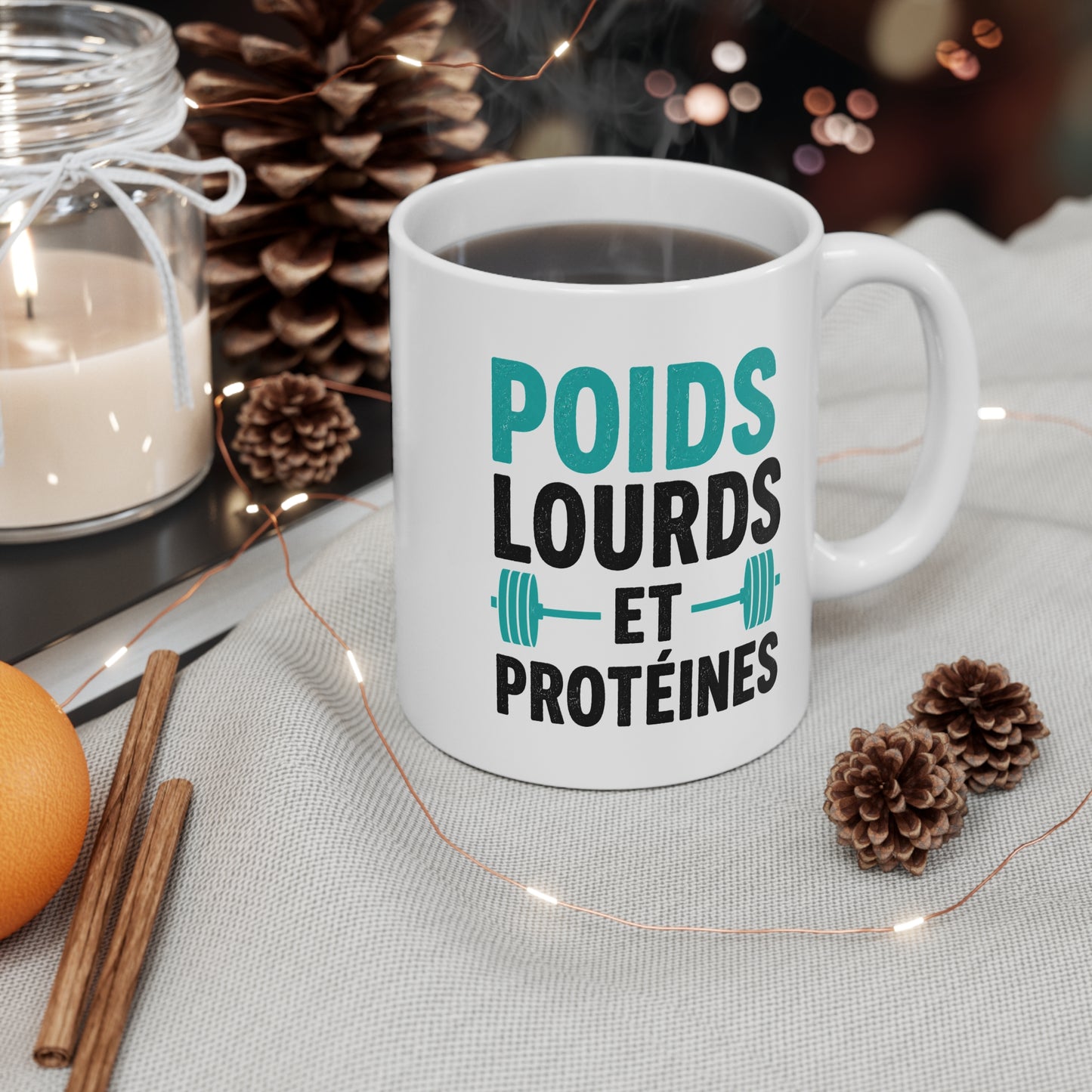 Mug Fitness Musculation – Tasse Haltères Protéines – Cadeau Sportif Original Homme et Femme