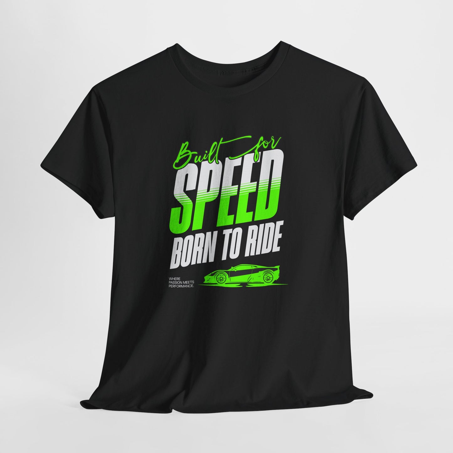 T-Shirt Voiture Racing Homme Femme – Tee Shirt Speed Born To Ride – Cadeau Passion Auto Noir Gris