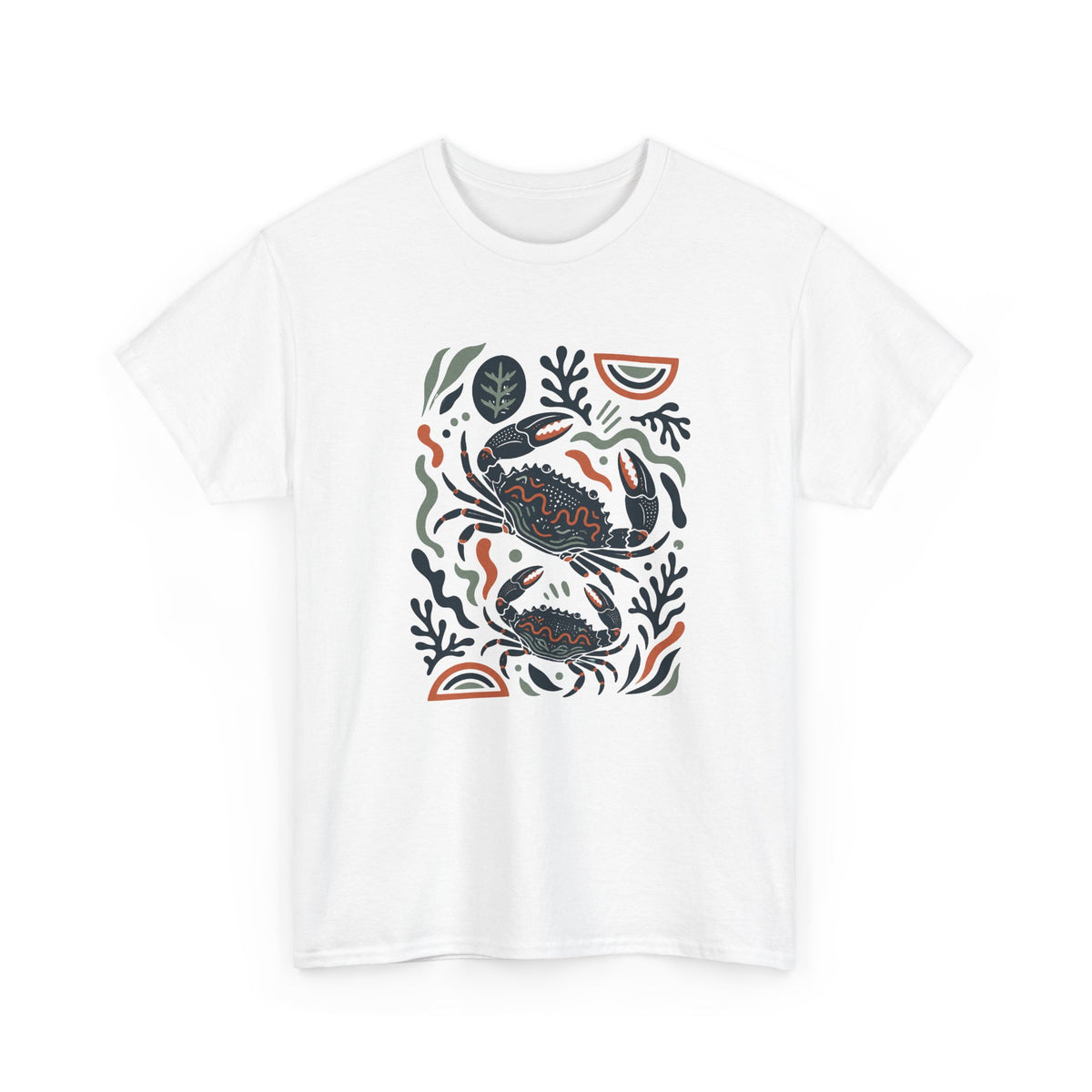 Tee Shirt Homme et Femme Crabe Océan Mer Animal Marin Illustration Colorée Originale Cadeau Amoureux Bord de Mer