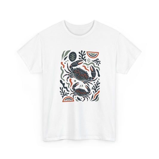 Tee Shirt Homme et Femme Crabe Océan Mer Animal Marin Illustration Colorée Originale Cadeau Amoureux Bord de Mer