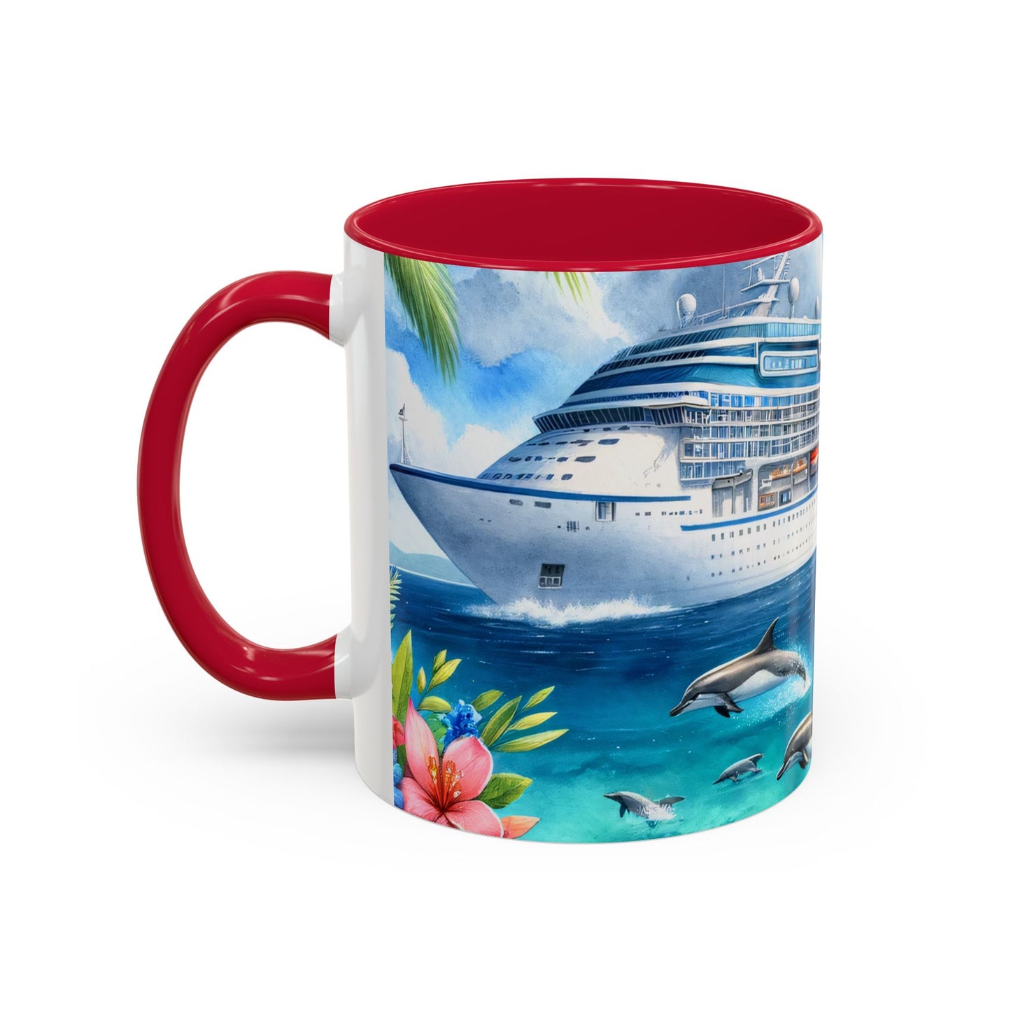 Mug Croisière Tropicale avec Dauphins – Tasse Paquebot de Luxe et Océan Paradisiaque – Cadeau Voyage et Vacances 325ml