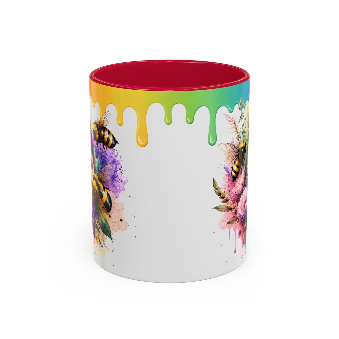 Tasse Abeilles Colorées – Mug Fleurs Aquarelle et Arc-en-Ciel – Cadeau Nature Femme Homme 325ml
