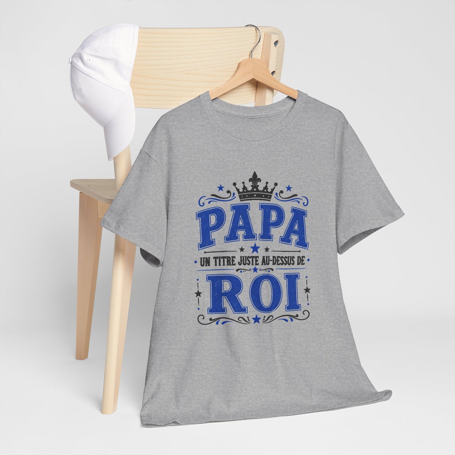 Tee Shirt Homme Papa Roi Père Humour Famille Couronne Idée Cadeau Fête des Pères Anniversaire
