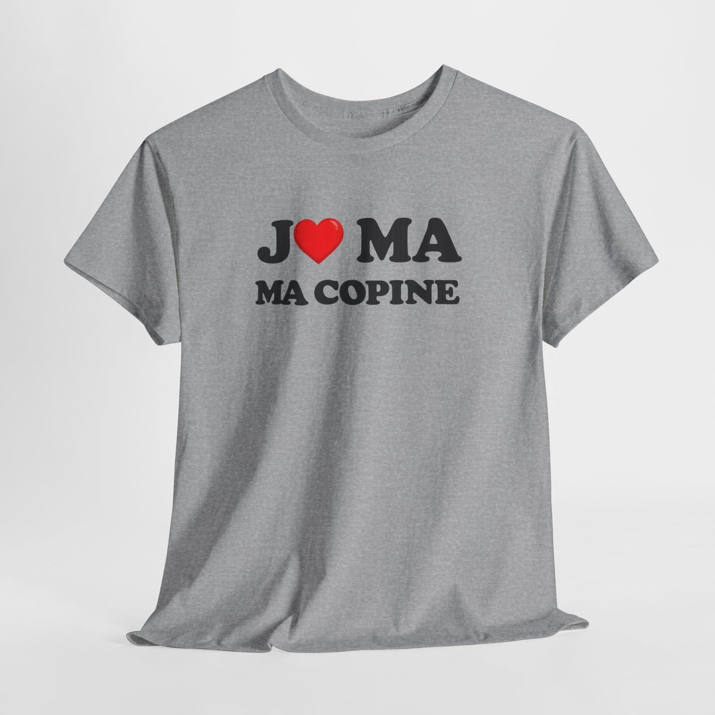 Tee Shirt J’aime ma copine – Message amour couple – Cadeau romantique Blanc Gris Noir