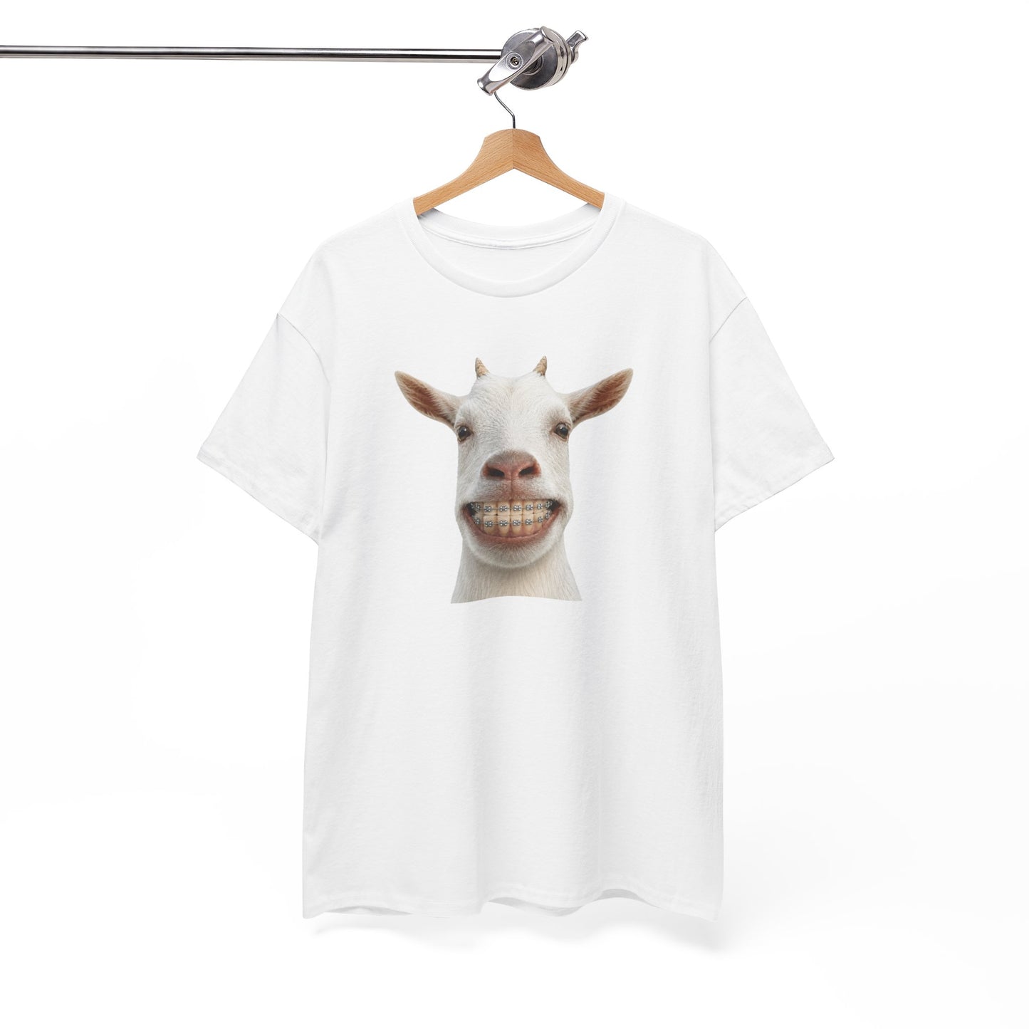 Tee-Shirt Humour Homme et Femme – Chèvre Drôle avec Appareil Dentaire – Idée Cadeau Original Animal Ferme Anniversaire