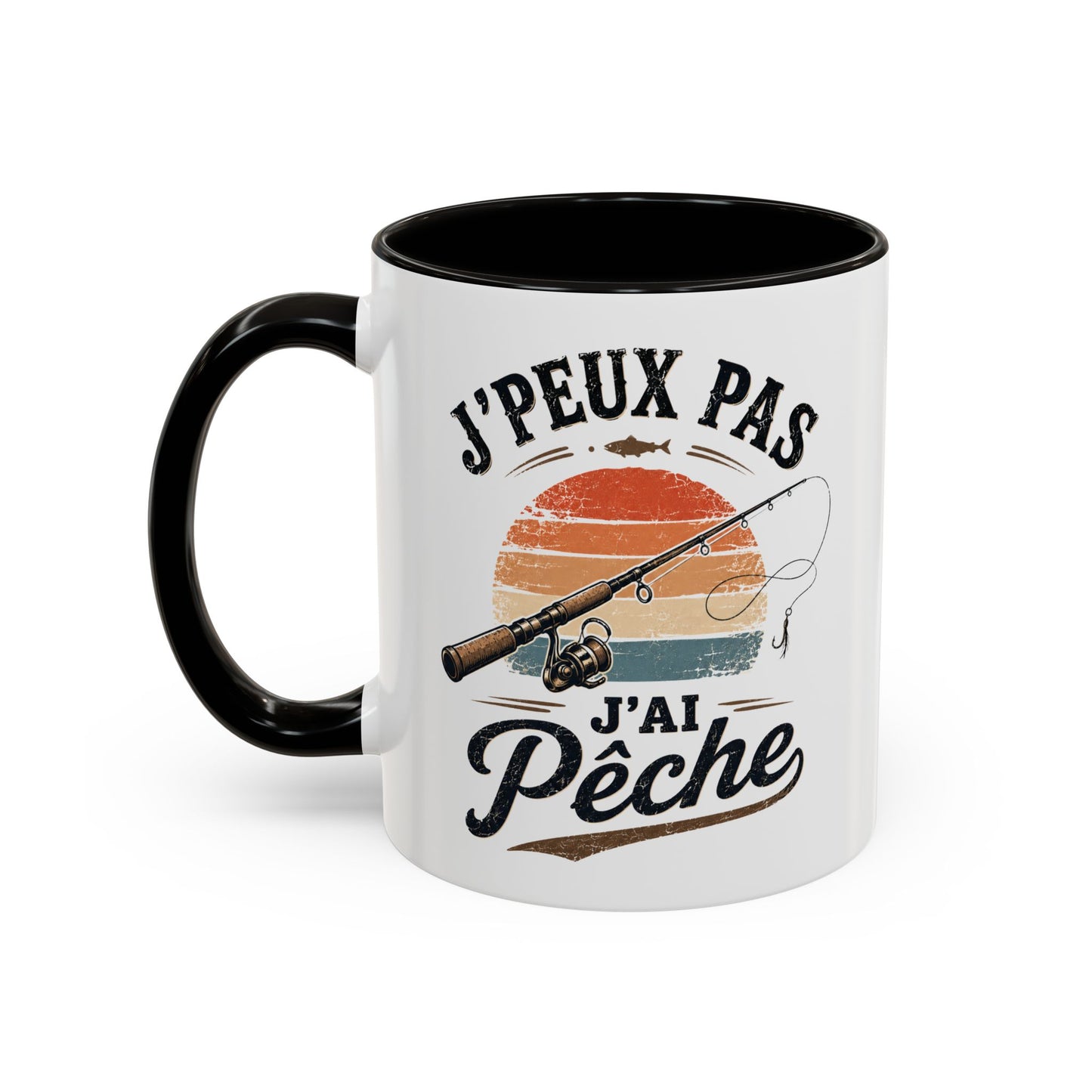 Tasse J’Peux Pas J’Ai Pêche – Mug Pêche Vintage Humoristique – Cadeau Pêcheur Homme Nature 325ml
