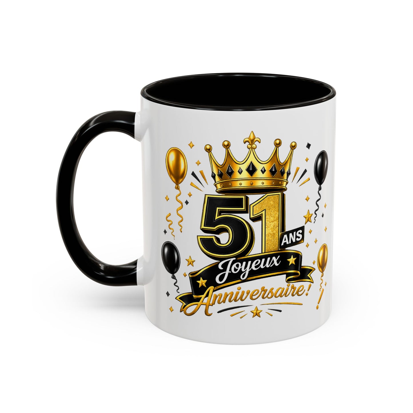 Mug Joyeux 51 Ans – Tasse Anniversaire 51 Ans – Cadeau Original pour Femme Homme – Idée Cadeau 51e Anniversaire Noir Bleu Rouge