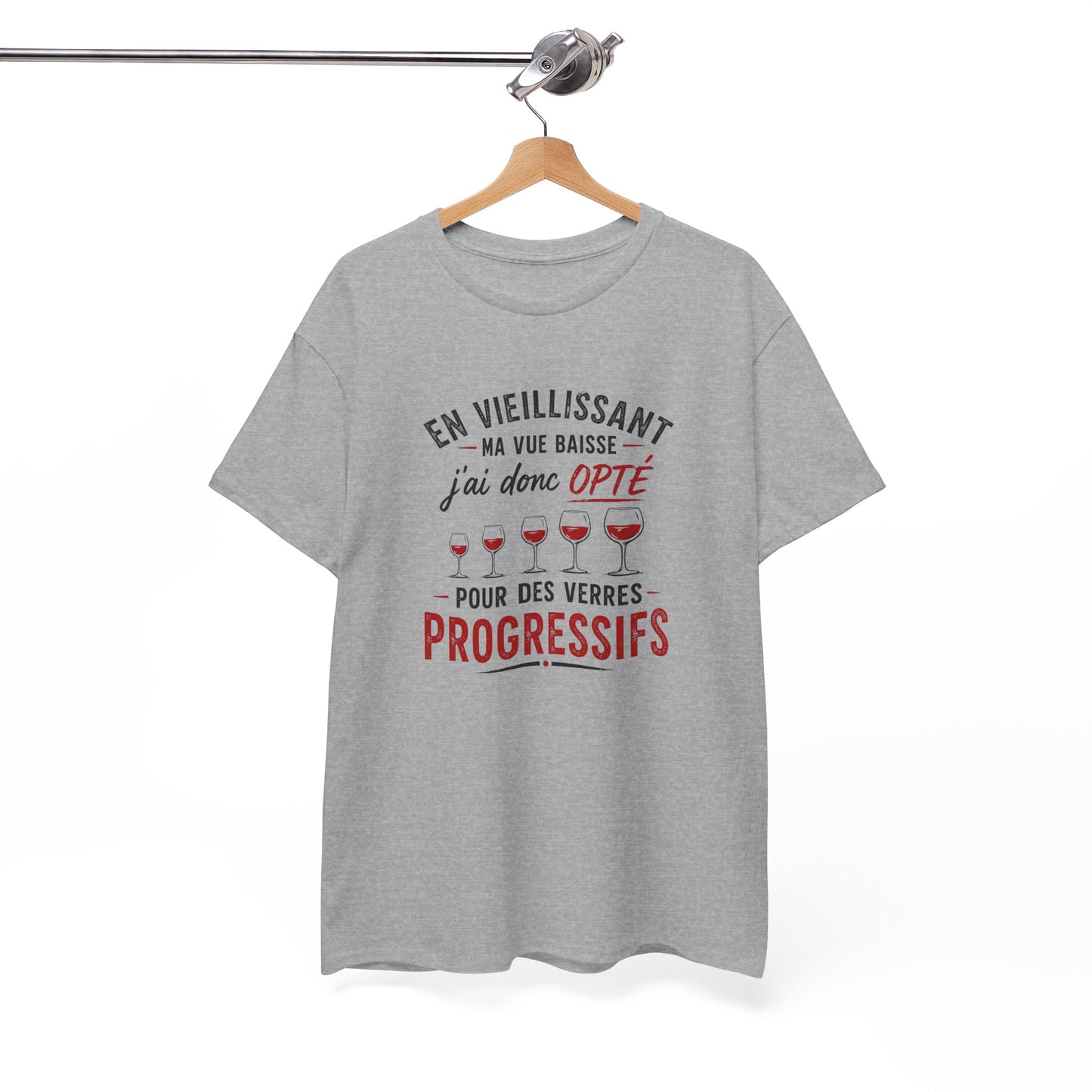T-Shirt Humour Vin Verres Progressifs – Tee Shirt Drôle Apéro Vin Rouge Citation Amusante Adulte – Idée Cadeau Amateur Vin