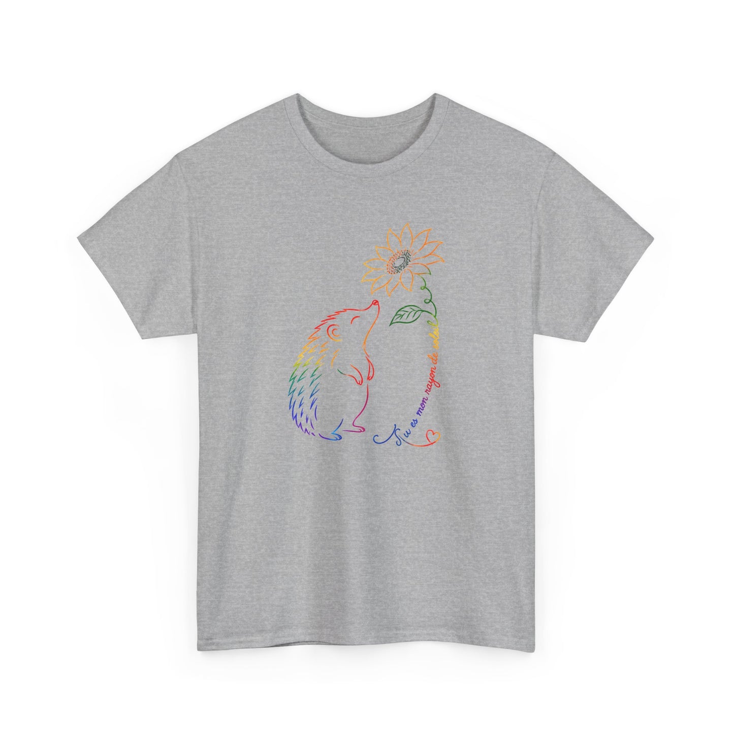 Tee Shirt Femme Hérisson Tournesol Coloré Fleur Nature Animal Mignon Cadeau Original