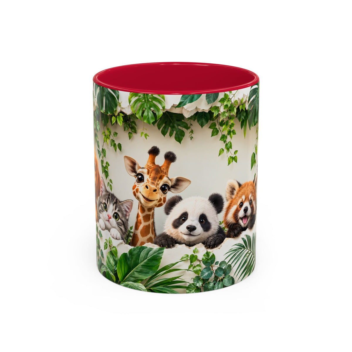 Mug Animaux de la Jungle et Compagnie – Chien, Chat, Girafe, Panda, Panda Roux et Koala – Tasse Colorée Cadeau Amoureux des Animaux