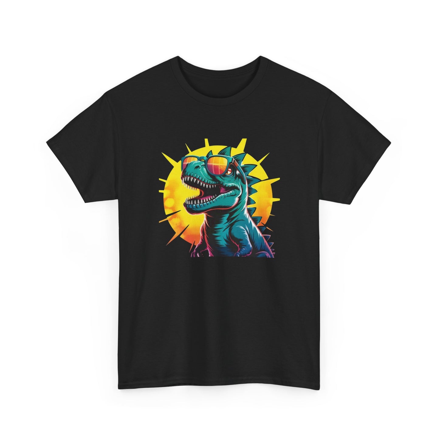 T-Shirt Dinosaure Lunettes Soleil – Tee Shirt T-Rex Vintage Sunset – Cadeau Fun Original Noir Blanc Gris