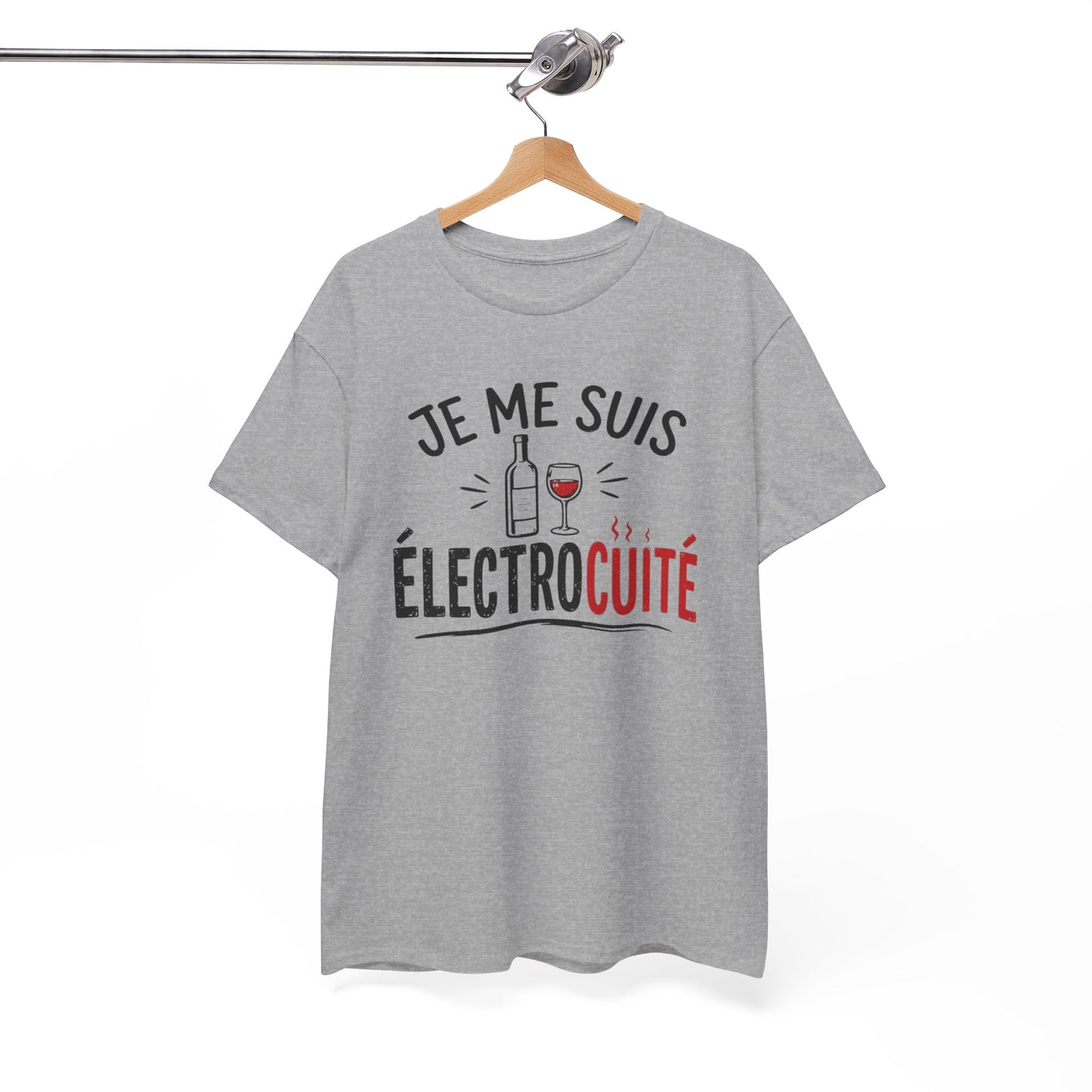 T-Shirt Je Me Suis Électrocuté – Tee Shirt Humour Vin Drôle Apéro – Cadeau Original Amateur de Vin Homme Femme