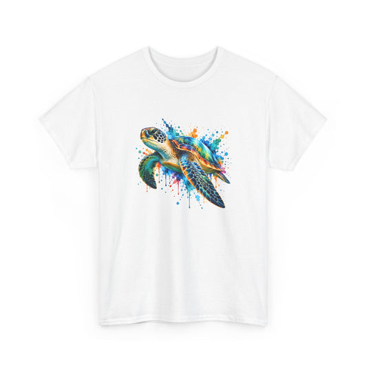 Tee Shirt Tortue Marine Colorée Homme Femme – T-Shirt Animal Océan Style Aquarelle – Cadeau Amoureux des Tortues et de la Mer