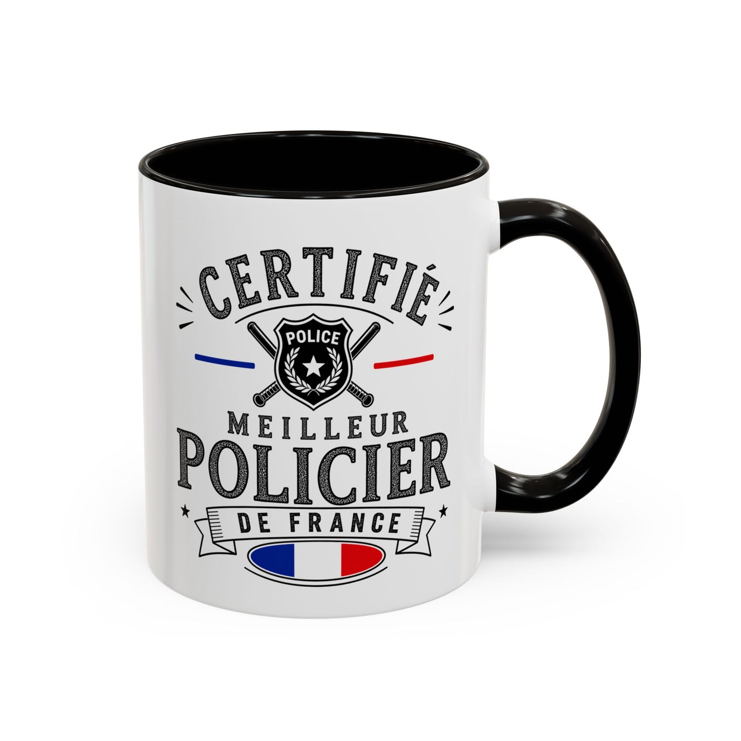 Mug Policier Homme – Certifié Meilleur Policier de France – Tasse Métier Police – Cadeau Original Policier