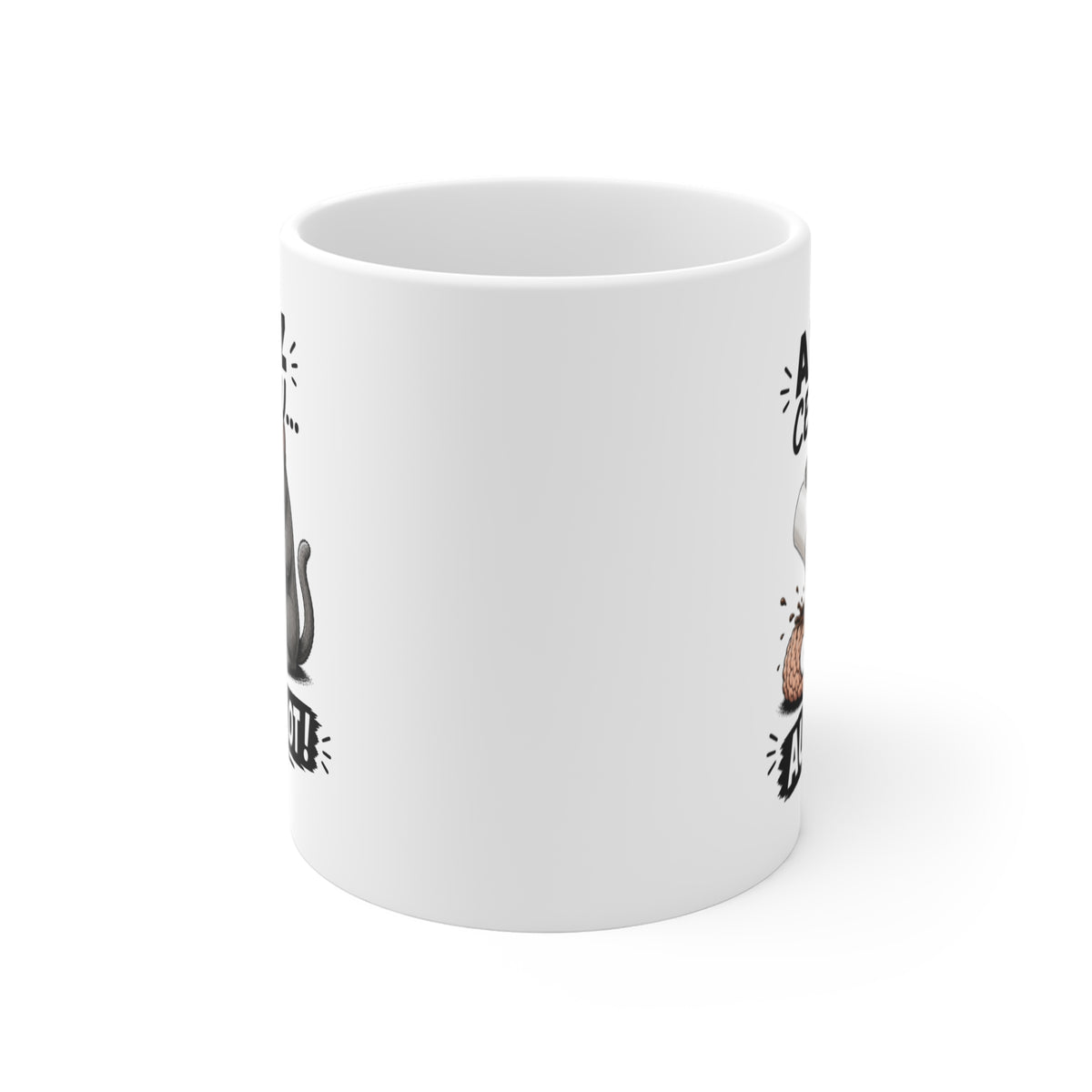 Mug Allez Cerveau Au Boulot – Tasse Humour Chat et Café – Cadeau Drôle Homme et Femme