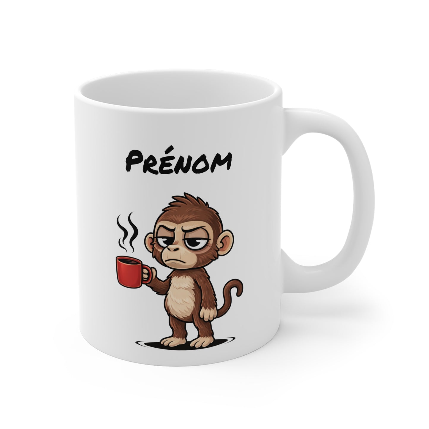 Mug Singe Fatigué Personnalisable 325ml – Tasse Café Humour Animal Drôle Réveil Difficile Bureau Travail Cadeau