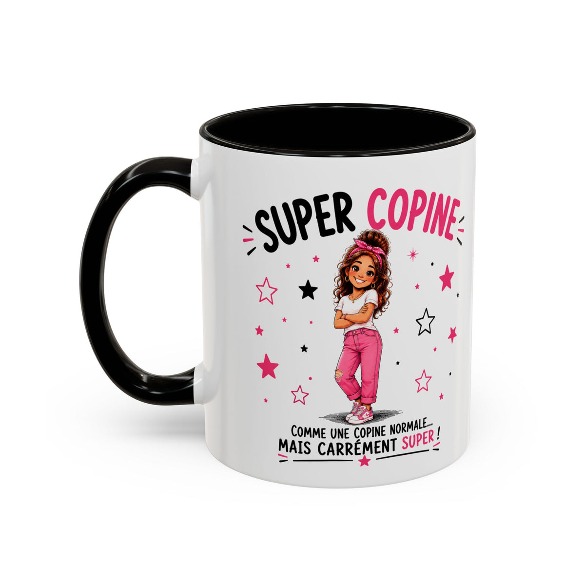 Mug Super Copine – Tasse Humoristique pour Amie – Idée Cadeau Originale pour une Super Copine – Anniversaire Noël Amitié noir bleu rouge