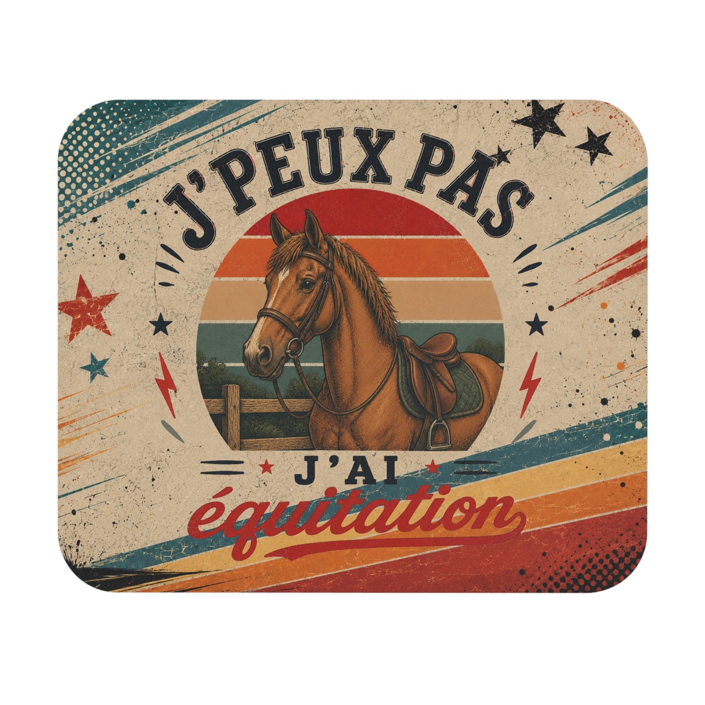 Tapis de Souris J'Peux Pas J'ai Équitation Vintage – Cadeau Équitation Homme et Femme – Accessoire Bureau Gamer Cheval Original