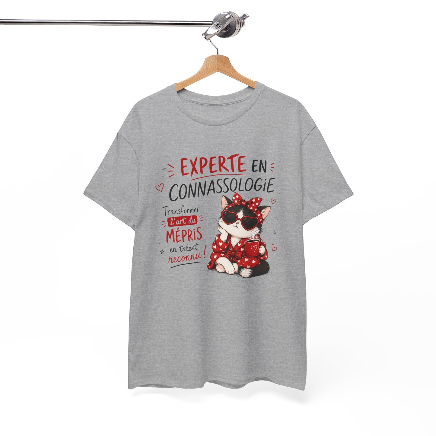 Tee-Shirt Experte en Connassologie – Cadeau Humour Femme Chat Sarcastique Drôle