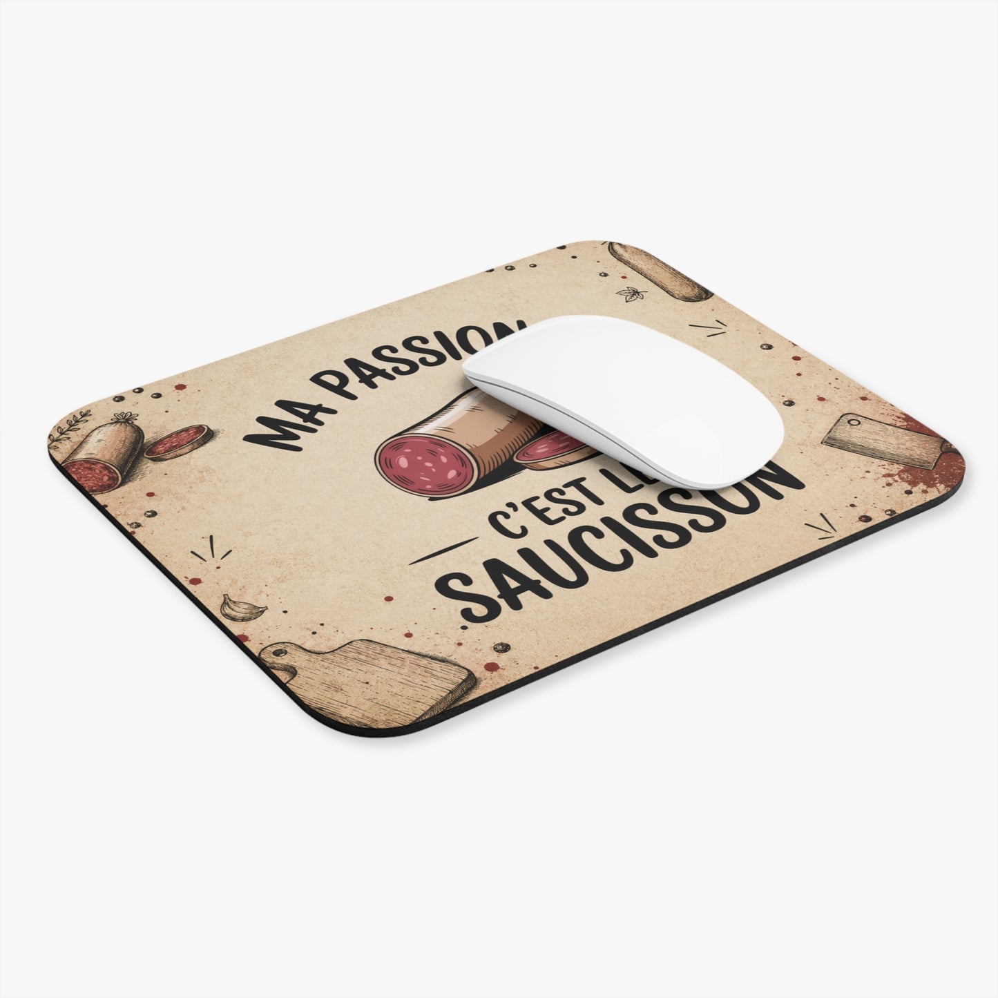 Tapis de Souris 22x18cm Ma Passion C'est le Saucisson Cadeau Humour Homme Femme Apéro Charcuterie Gourmand Bureau Gaming