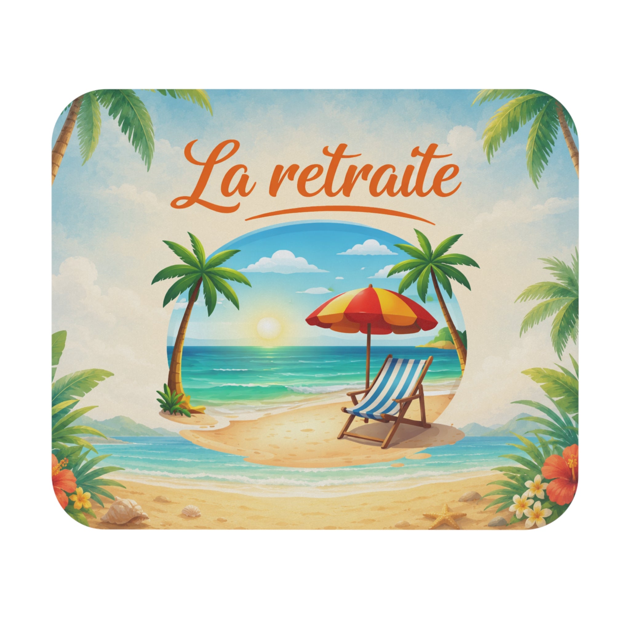 Tapis de Souris 22x18cm La Retraite Plage Paradisiaque Cadeau Retraité Homme Femme Départ en Retraite Bureau Gaming Accessoire Original Vacances