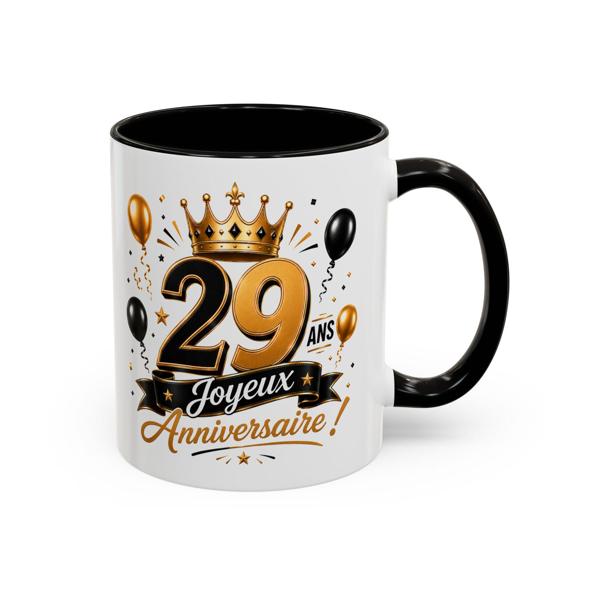Mug Joyeux 29 Ans – Tasse Anniversaire 29 Ans – Cadeau Original pour Femme Homme – Idée Cadeau 29e Anniversaire Noir Bleu Rouge