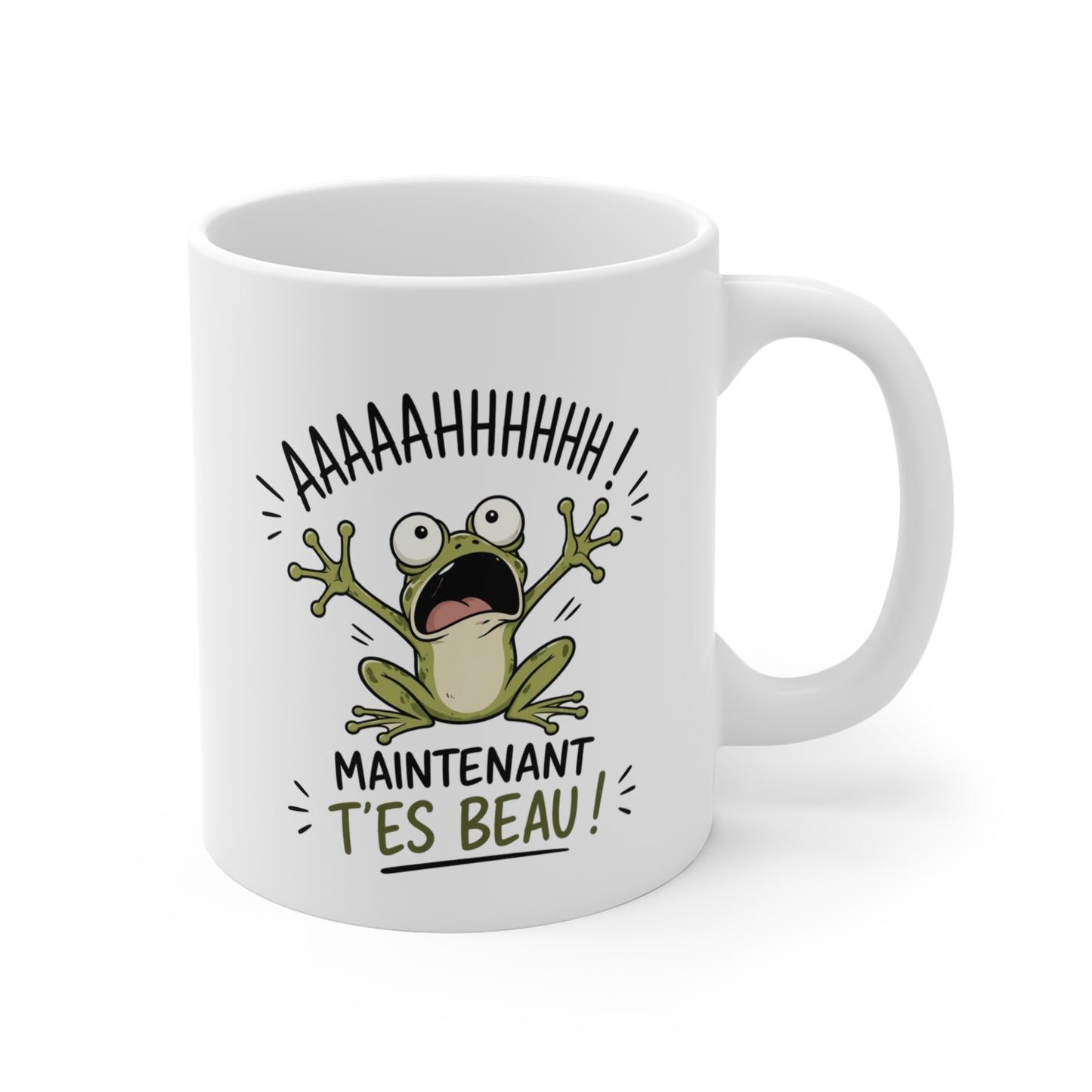 Tasse AAAAHHHH Maintenant T’es Beau – Mug Grenouille Humour – Cadeau Drôle Homme Femme 325ml