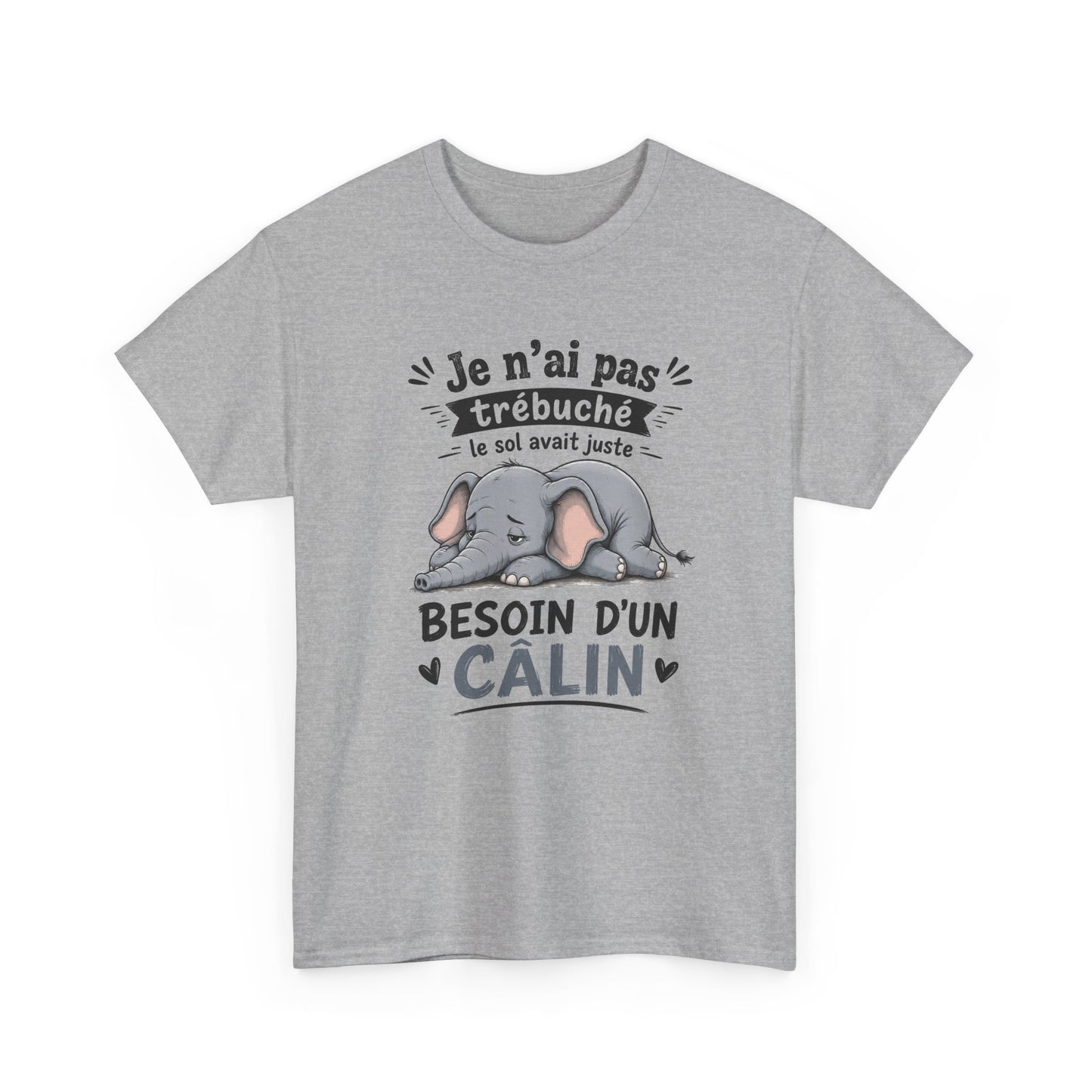 Tee Shirt Homme et Femme Éléphant Humour Animal Mignon Câlin Fatigue Idée Cadeau Drôle Original