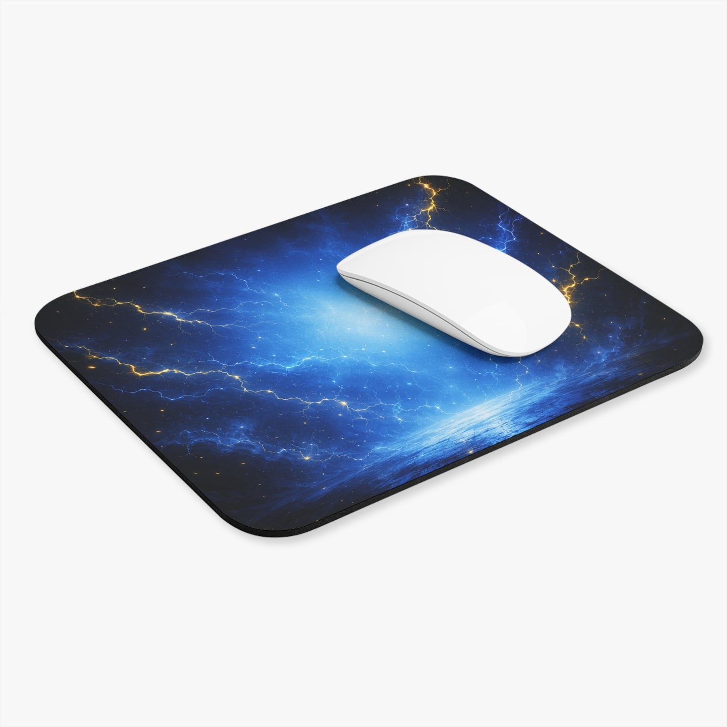 Tapis de Souris 22x18cm Éclairs Bleus – Design Énergie Électrique et Foudre – Fond Gaming Futuriste – Accessoire Bureau