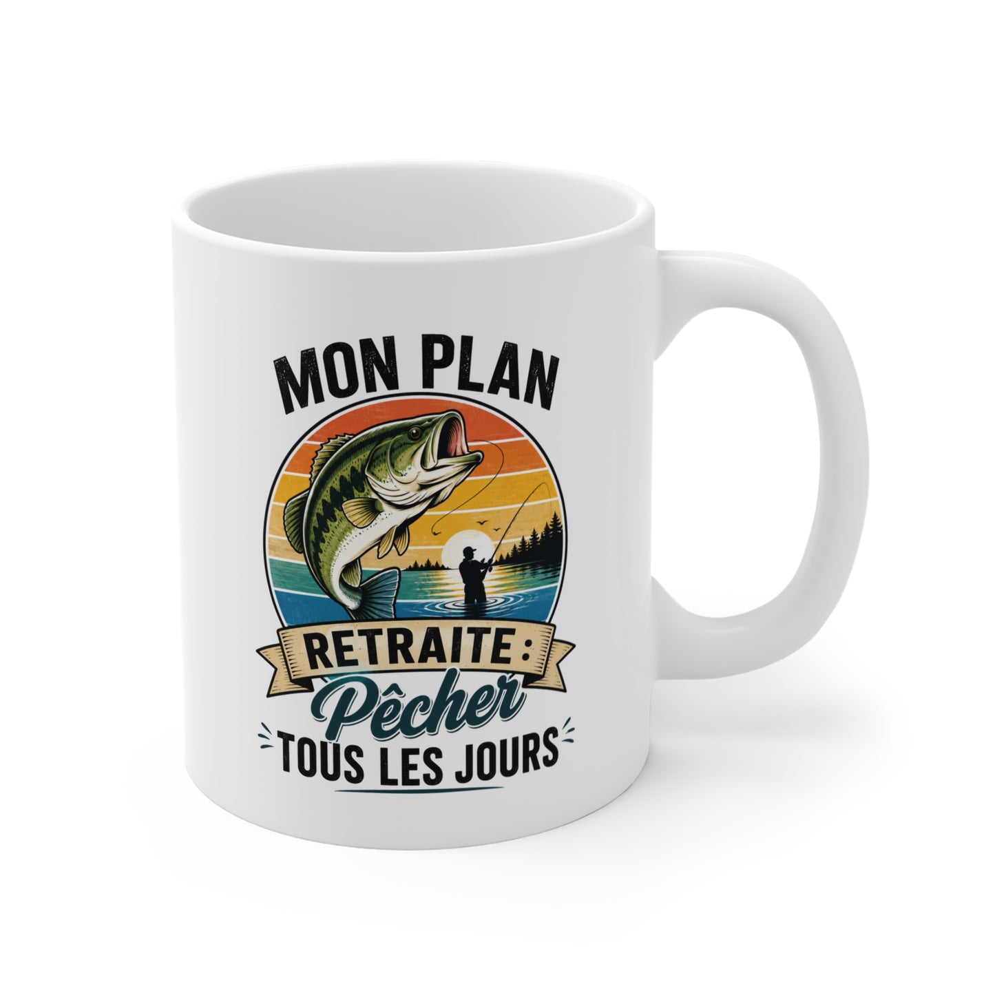 Mug Retraite Pêche – Tasse Humoristique Poisson – Cadeau Homme Futur Retraité Passionné de Loisirs en Plein Air – 325 ml