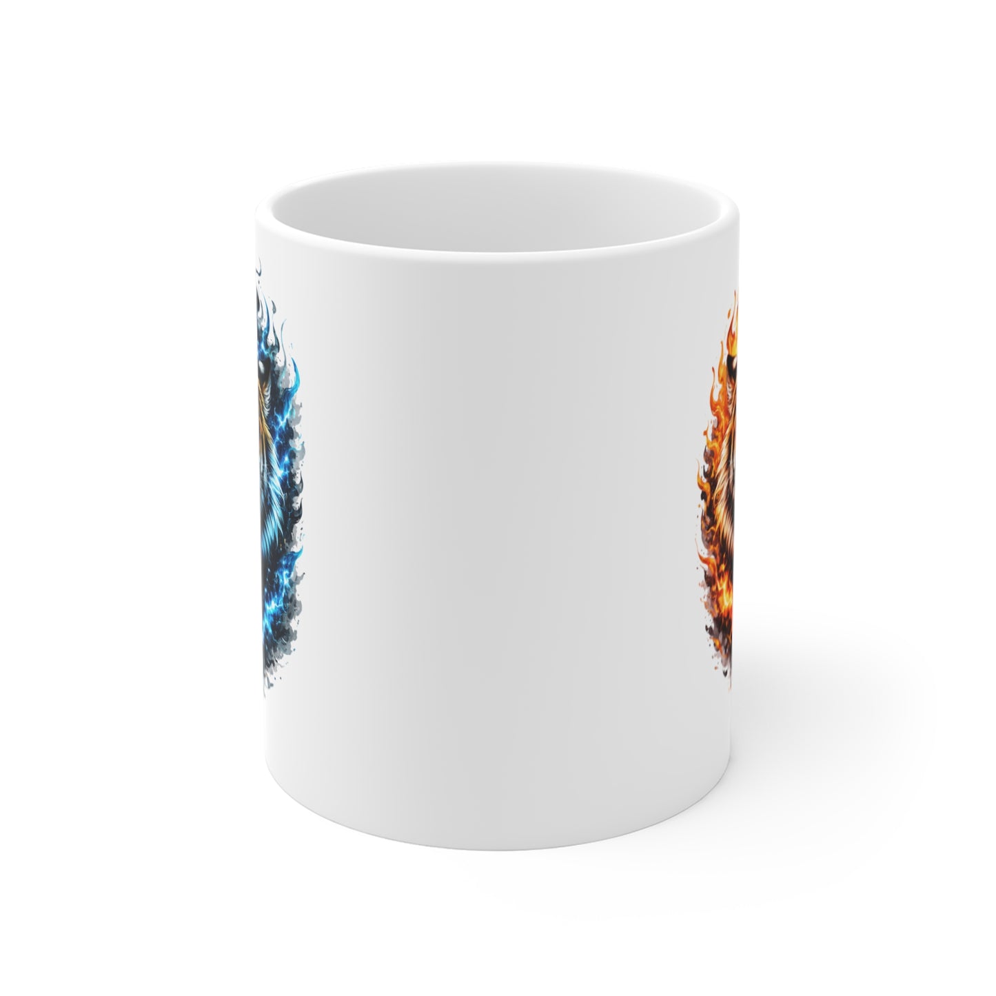 Mug Tigre Feu et Glace – Tasse Animal Sauvage Puissance Yin Yang – Cadeau Homme Original