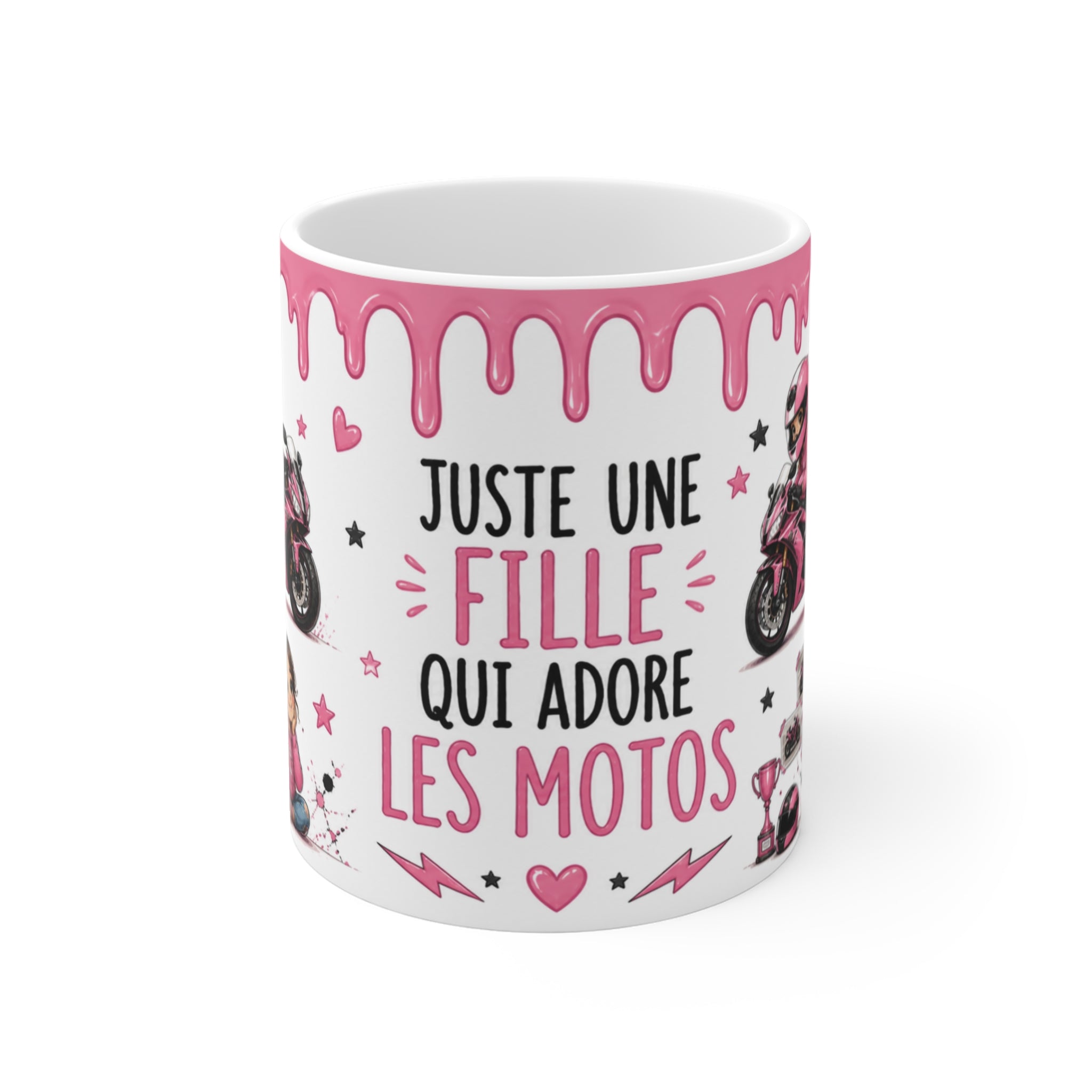 Tasse Juste Une Fille Qui Adore Les Motos – Mug Moto Rose Kawaii Pilote Course Superbike Cadeau Fille Enfant Passion Moto 325ml