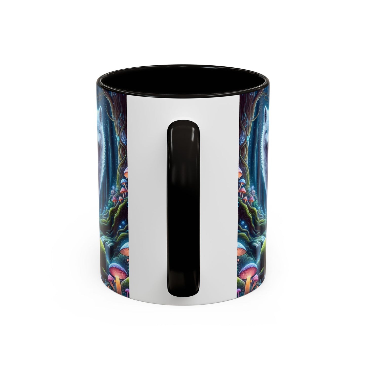 Tasse Loups Blancs Fantasy – Mug Forêt Mystique et Lune Magique – Illustration Féerique Animaux Spirituels 325ml