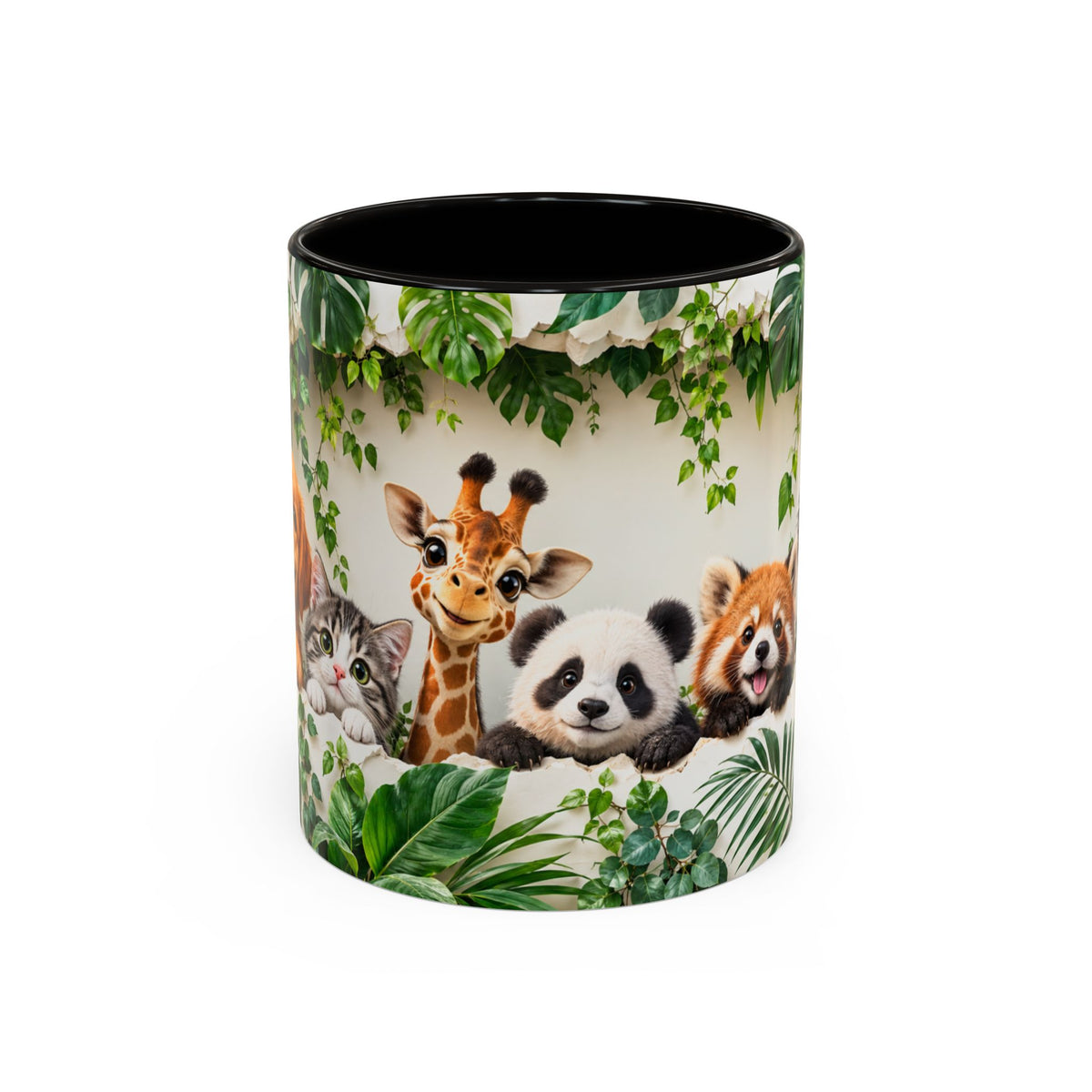 Mug Animaux de la Jungle et Compagnie – Chien, Chat, Girafe, Panda, Panda Roux et Koala – Tasse Colorée Cadeau Amoureux des Animaux