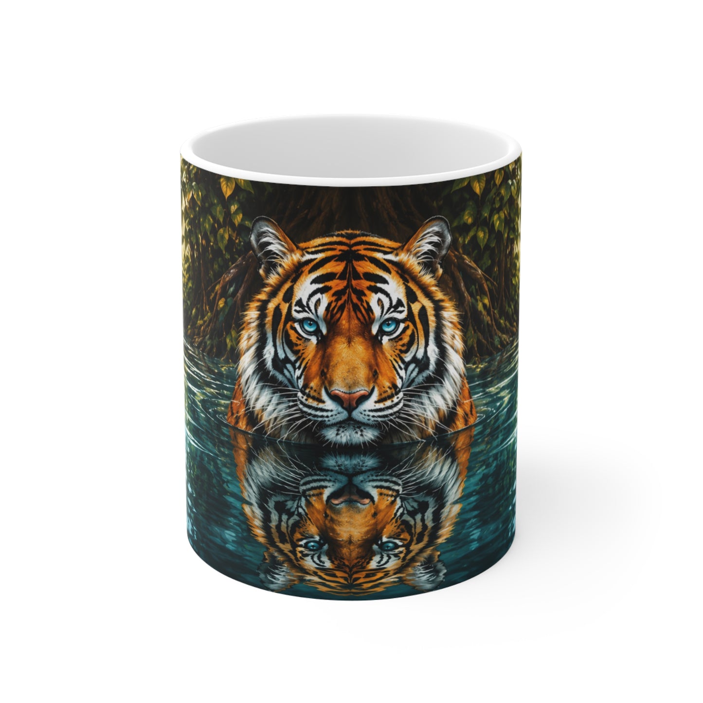 Tasse Tigre Jungle – Mug Tigre Réaliste avec Reflet dans l’Eau – Cadeau Animal Sauvage Homme Femme 325ml