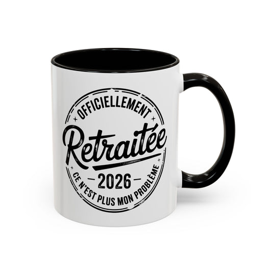 Mug Retraite 2026 Femme – Tasse Officiellement Retraitée Vintage – Cadeau Départ Collègue Femme
