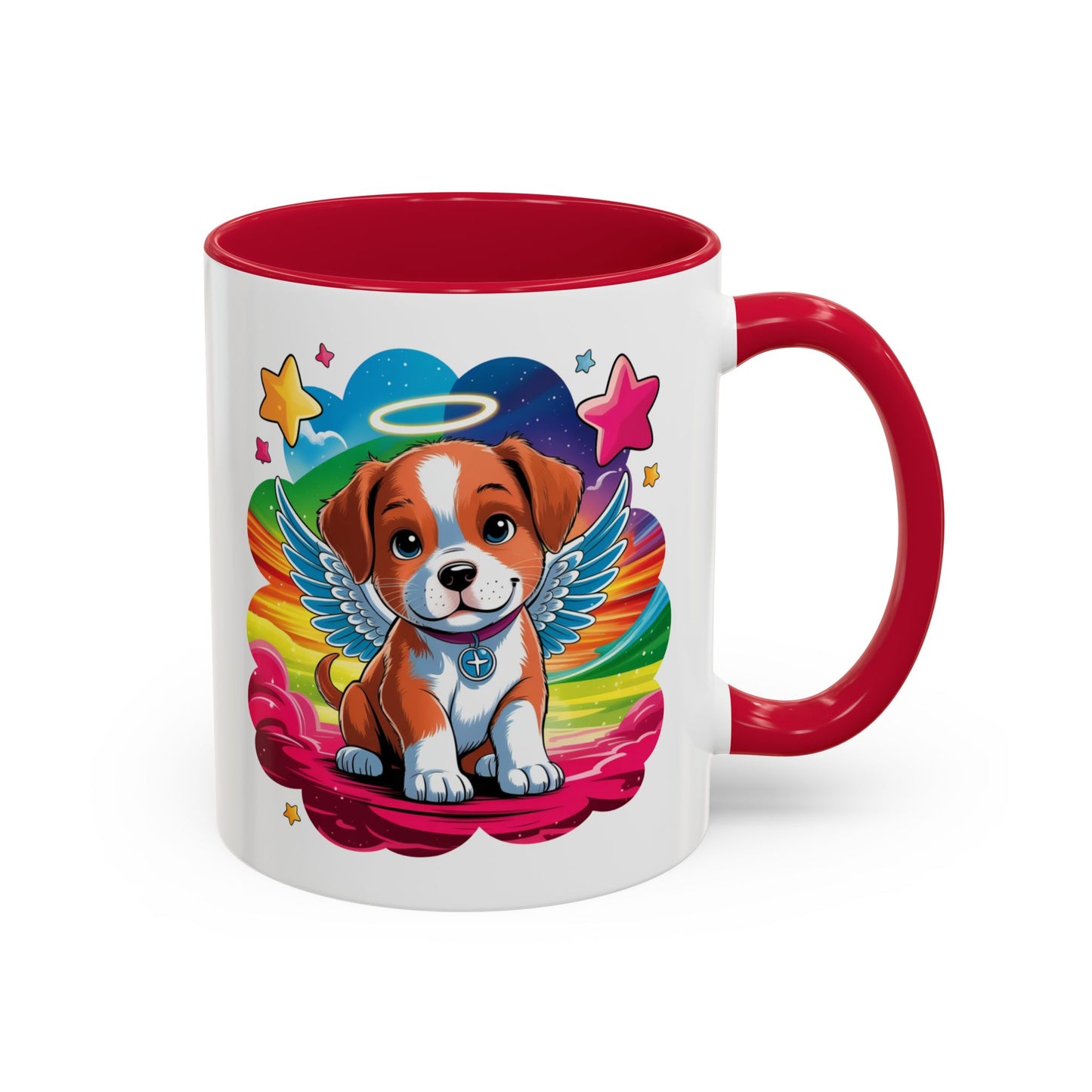 Mug Chiot Ange avec Ailes et Halo – Tasse Kawaii Colorée Cadeau Original Amoureux des Chiens – Céramique 325ml
