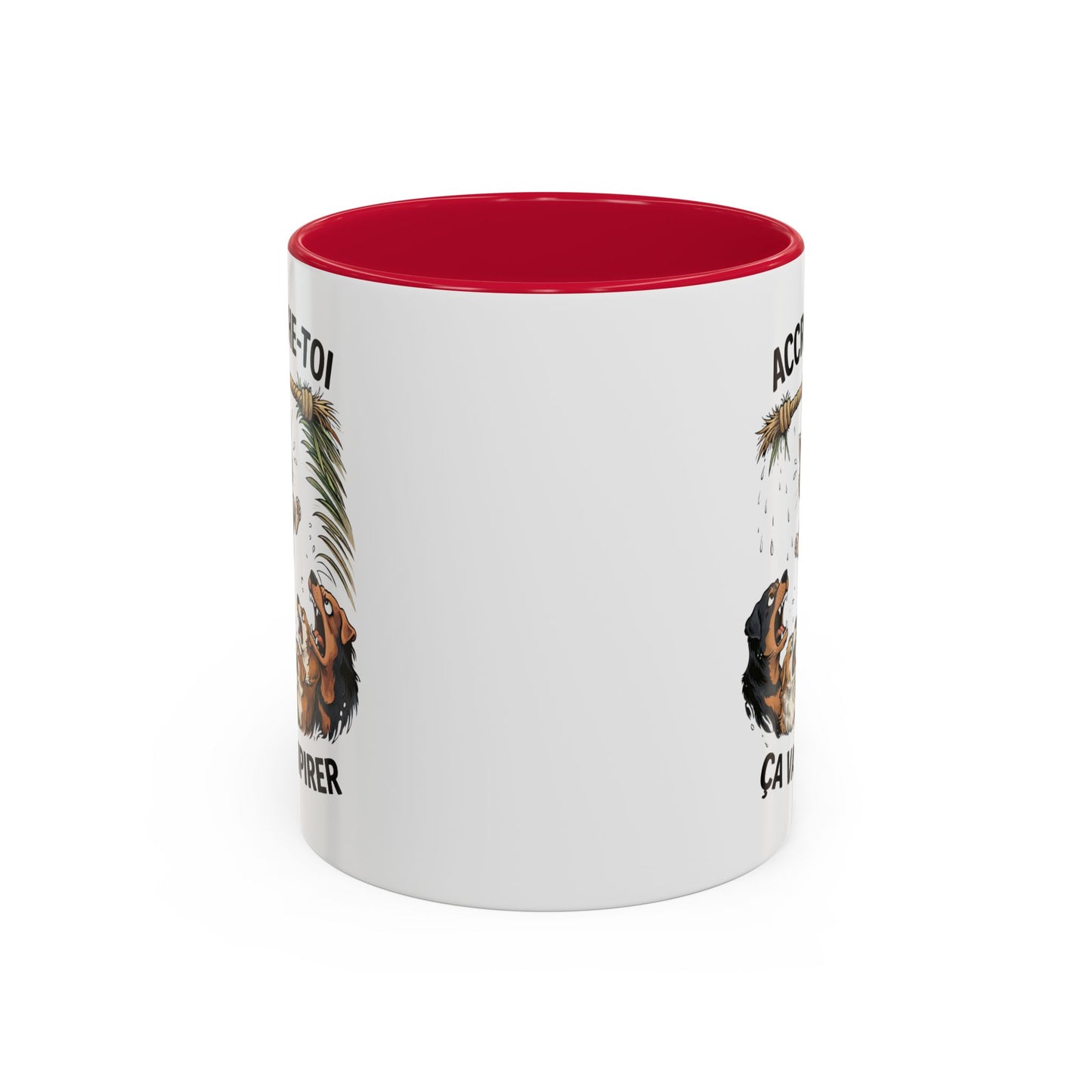 Tasse Humour Chat Suspendu avec Chiens – Accroche-Toi Ça Va Empirer – Mug Drôle Animaux Cadeau Collègue – Céramique 325ml