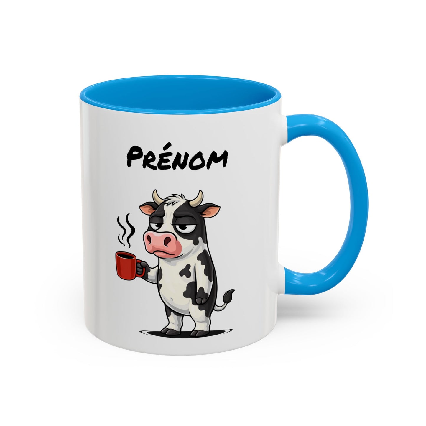 Mug Vache Fatiguée Personnalisable 325ml – Tasse Café Humour Animal Drôle Bureau Réveil Difficile Cadeau
