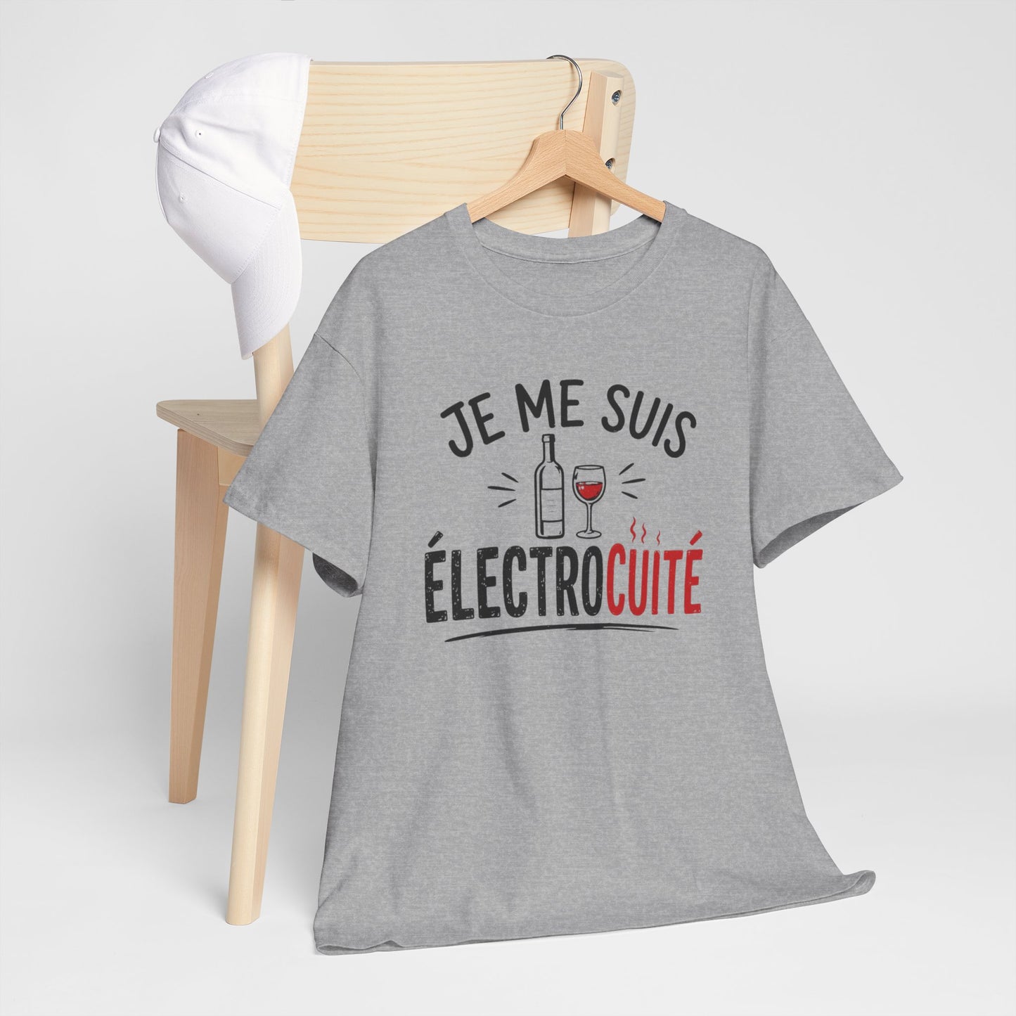 T-Shirt Je Me Suis Électrocuté – Tee Shirt Humour Vin Drôle Apéro – Cadeau Original Amateur de Vin Homme Femme