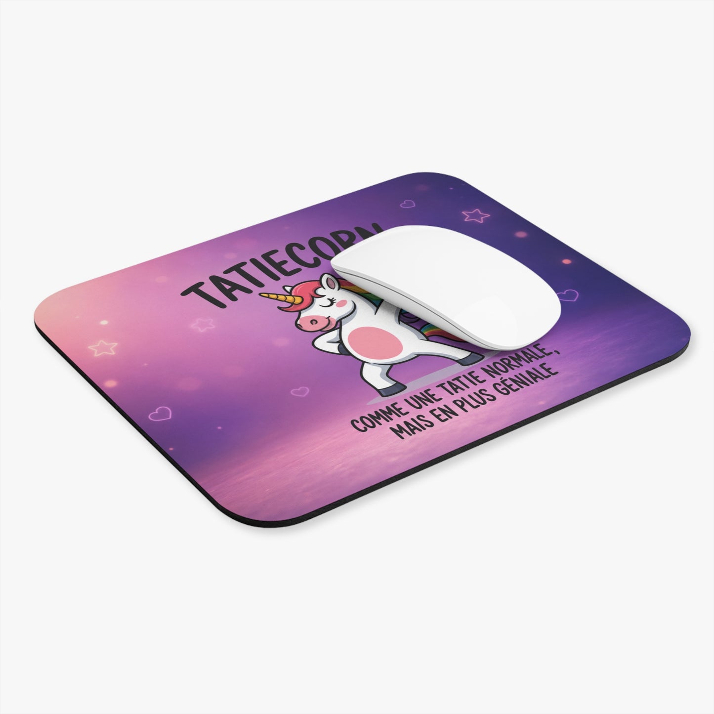 Tapis de Souris 22x18 cm Tatiecorn – Cadeau Tata Original – Licorne Arc-en-Ciel Humoristique – Accessoire Bureau Femme Tatie Géniale